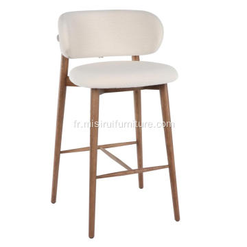 Chaise de bar minimaliste italienne tabouret de bar en tissu blanc